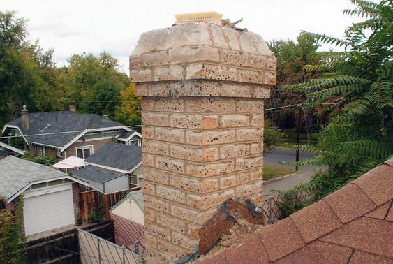 Grind Out All Mortar Joints, Tuck Point Chimney during_brick_chimney_rebuild_11_jpg