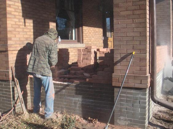 Rebuild Porch Wall, Re-lay Loose Bricks and Stone, Tuckpoint Deteriorating Mortar during_1_24_jpg