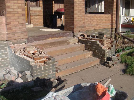 Rebuild Porch Wall, Re-lay Loose Bricks and Stone, Tuckpoint Deteriorating Mortar during_3_24_jpg