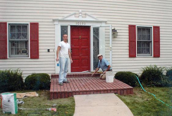 Add new pavers over concrete porch during_brick_work_on_porch_4_jpg