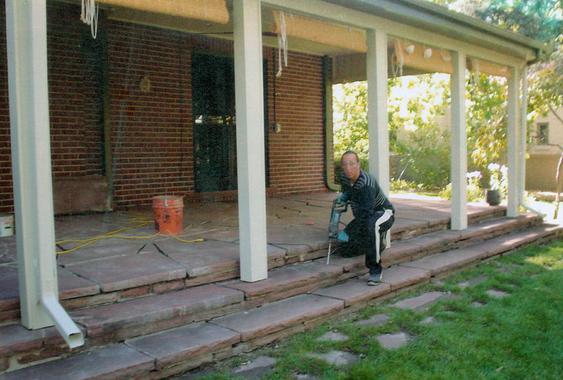 Grind Out and Tuck Point Joints on Brick, Re-lay Some Stones before_porch_relaying_shot_1_jpg