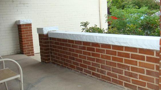 Tuck Point Porch And Relay Capstones And Replace Broken Bricks On Column