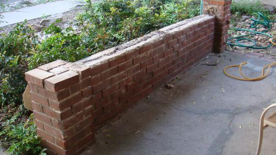 Tuck Point Porch And Relay Capstones And Replace Broken Bricks On Column before_dsc00050_jpg