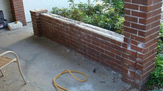 Tuck Point Porch And Relay Capstones And Replace Broken Bricks On Column before_dsc00051_jpg